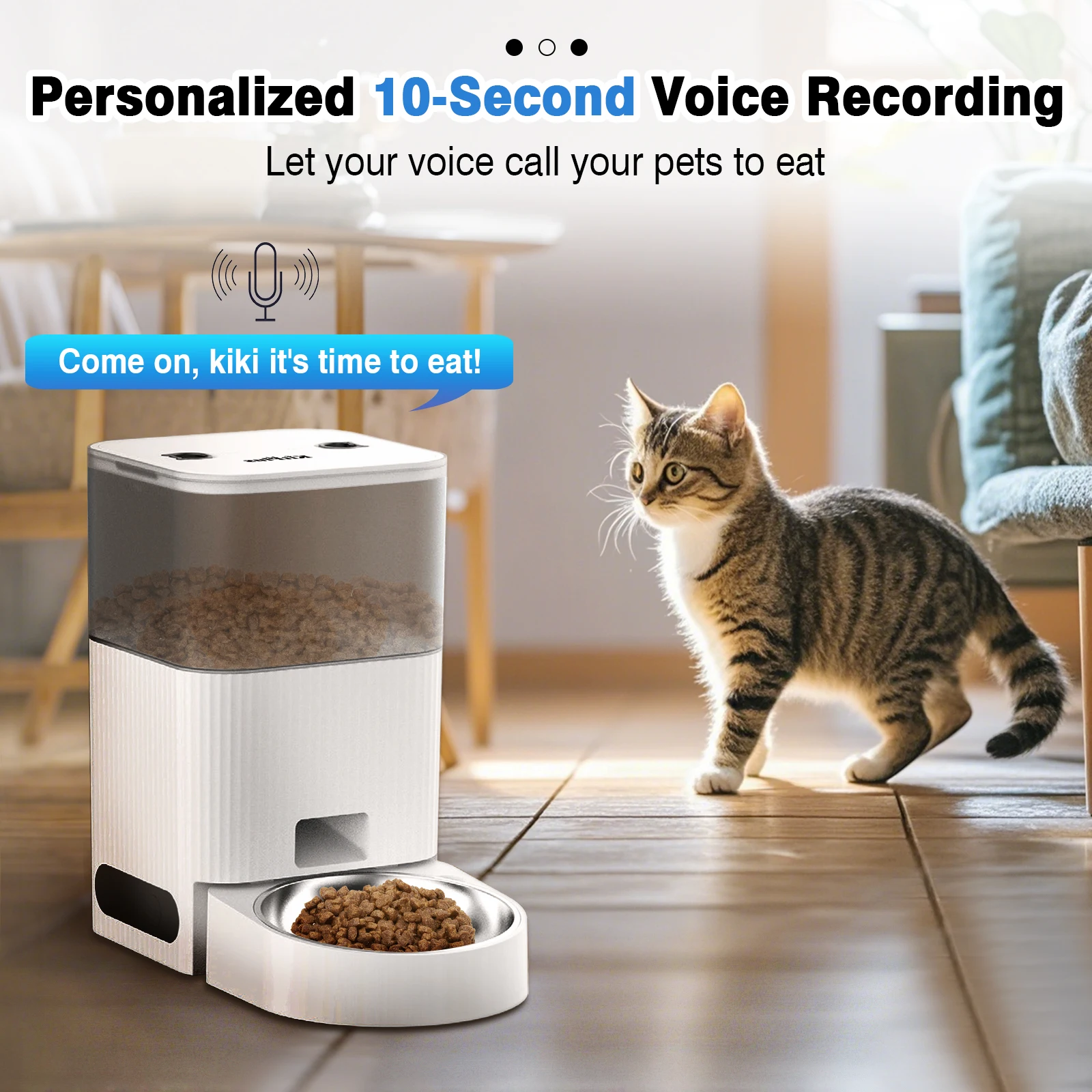 KITPLUS 4L APP Controlled Anti-Clog Design Pet Food Dispenser with Scheduled Timer & Voice Recording - Image 3