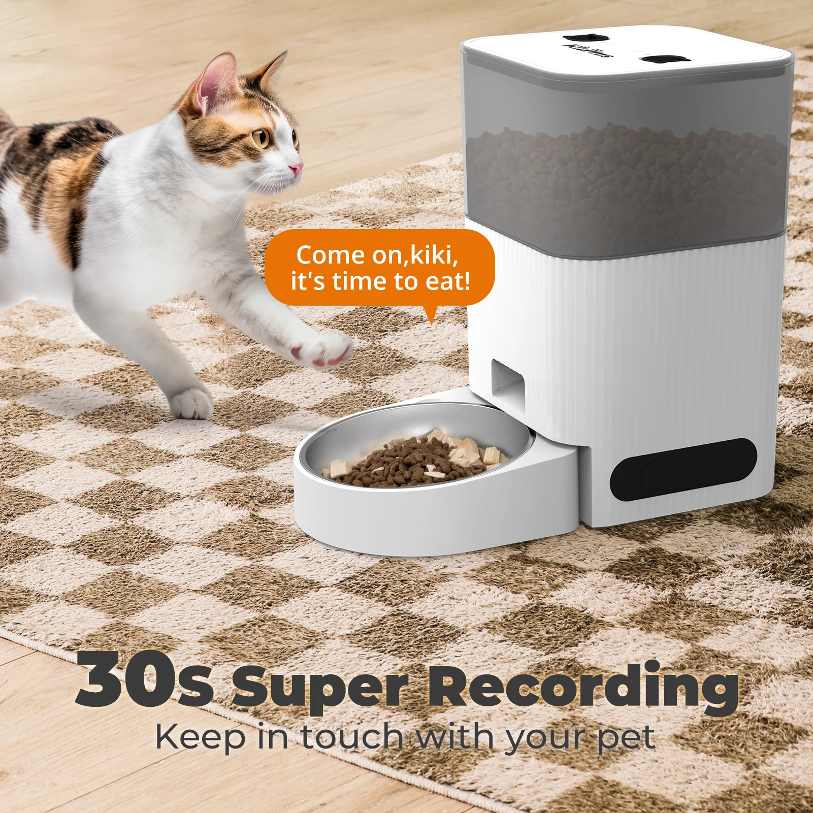 KITPLUS 4L APP Controlled Anti-Clog Design Pet Food Dispenser with Scheduled Timer & Voice Recording - Image 9